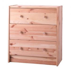 Mueble de ikea con cajones y madera sin tratar  RAST